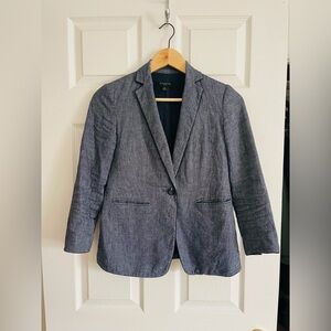 Ann Taylor Charcoal/Light Denim Blazer-Linen- size 00 petite